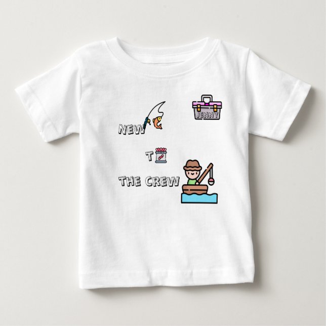Camiseta De Bebé Pesca de Personalizado PINK "nueva a la tripulació (Anverso)