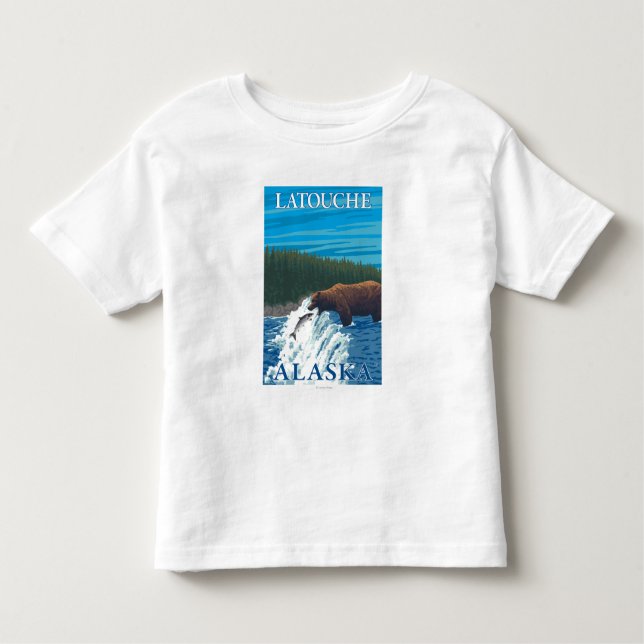 Camiseta De Bebé Pesca del oso en el río - Latouche, Alaska (Anverso)