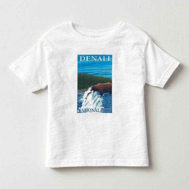 Camiseta De Bebé Pesca del oso en el río - parque nacional de (Anverso)