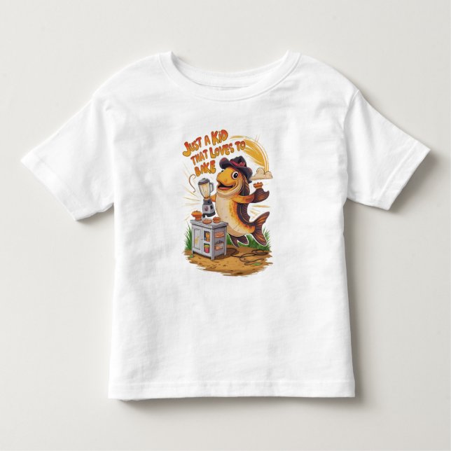 Camiseta De Bebé Pescado caprichoso en Gorra de vaquero empuja a un (Anverso)