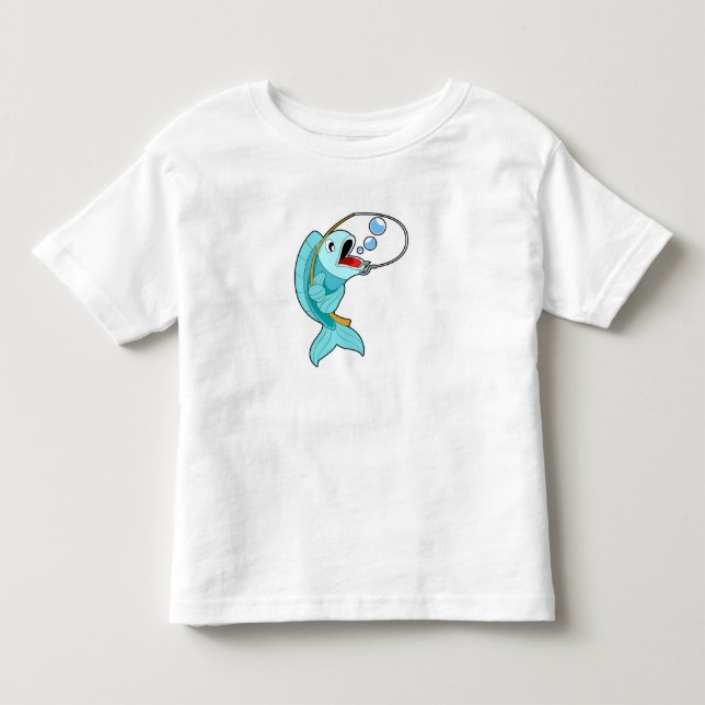 Camiseta De Bebé Pescado con barra de pesca (Anverso)