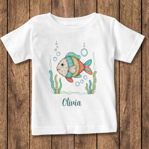 Camiseta De Bebé Pescado con sabor a patchwork