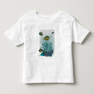 Camiseta De Bebé Pescado, conchas azules y corales
