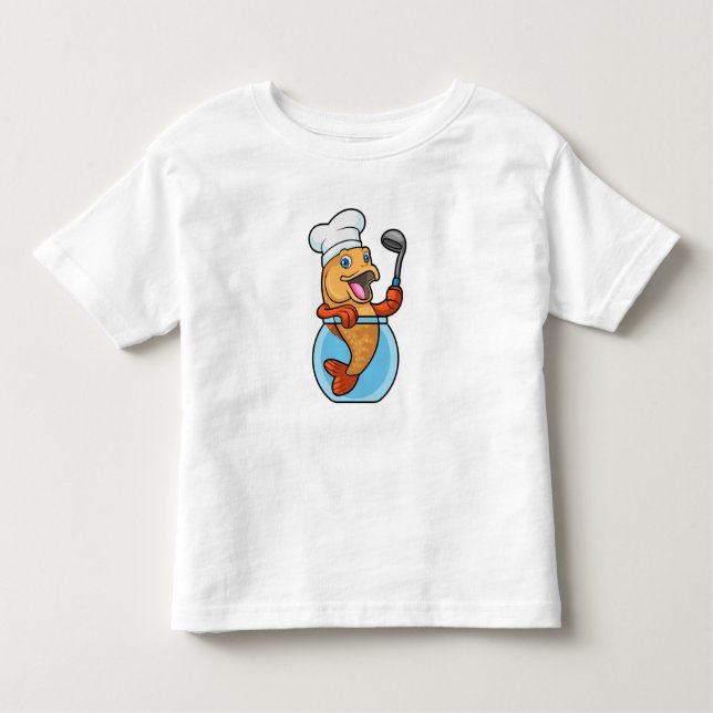 Camiseta De Bebé Pescado en vidrio cocinado con cuchara de sopa (Anverso)