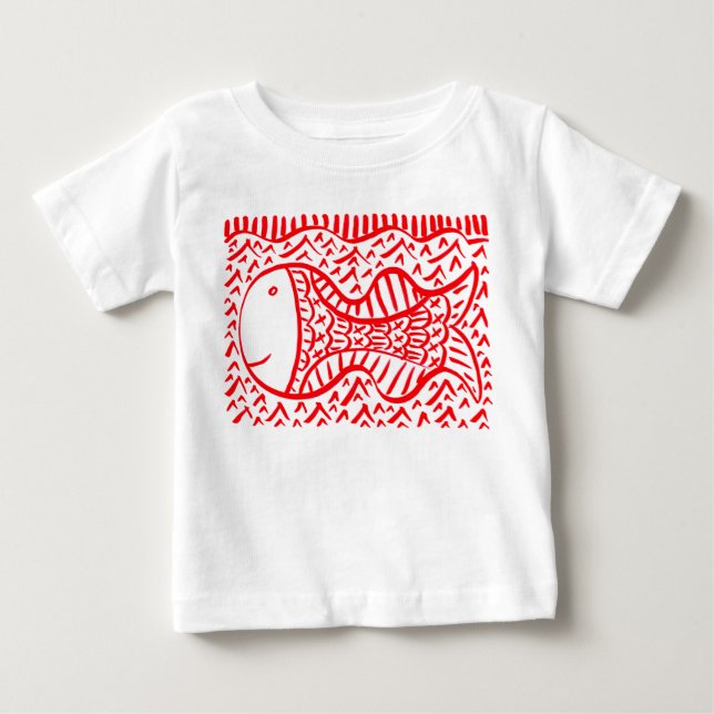 Camiseta De Bebé Pescado Rojo (Anverso)