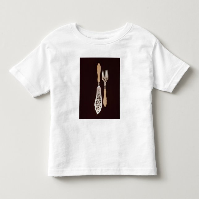 Camiseta De Bebé Pescado-servidores con las manijas de marfil (Anverso)
