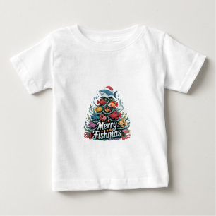 Camiseta De Bebé Pescador de árboles de Navidad divertido