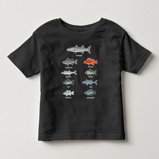Camiseta De Bebé Pescador de especies de peces de agua dulce (Anverso)