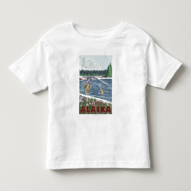 Camiseta De Bebé Pescador de la mosca - curry, Alaska (Anverso)