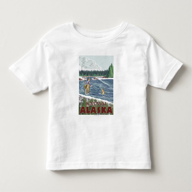 Camiseta De Bebé Pescador de la mosca - Katmai, Alaska (Anverso)