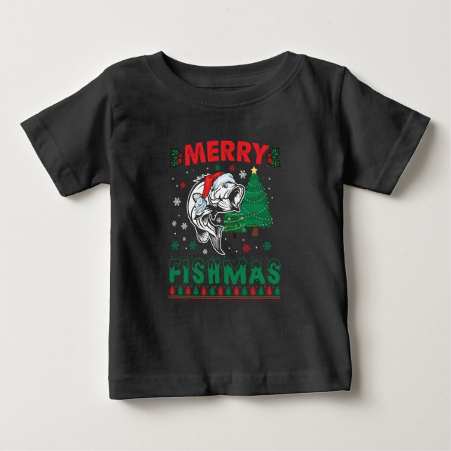 Camiseta De Bebé Pescadores de Feliz Pescado Navidades de Pescadore (Anverso)
