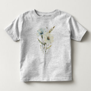 Camiseta De Bebé Pétalos Susurrantes: Floración Suave Azul y Crema