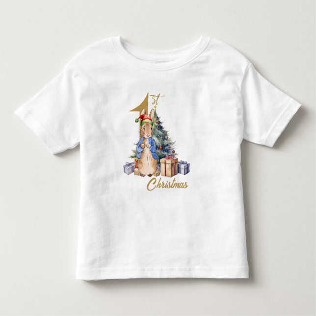Camiseta De Bebé Peter el conejo la primera Navidad (Anverso)