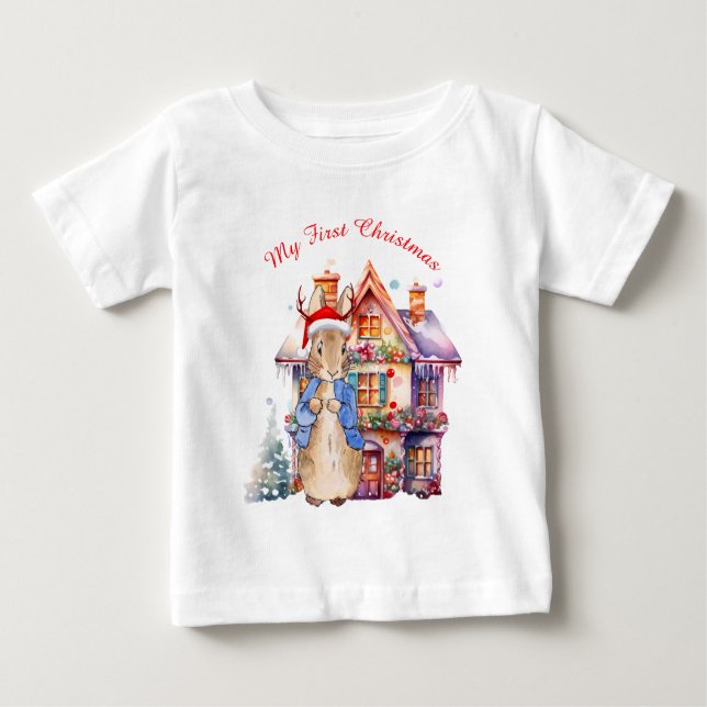Camiseta De Bebé Peter el conejo mi primera Navidad (Anverso)