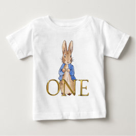 Camiseta De Bebé Peter el primer cumpleaños del conejo uno