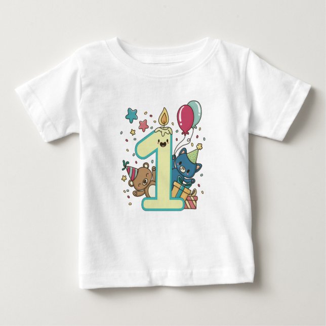 Camiseta De Bebé Peter Rabbit | Primer cumpleaños del niño con nomb (Anverso)