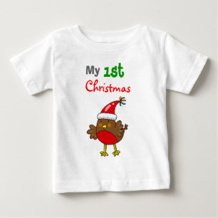 Camiseta De Bebé Petirrojo de Santa, mi 1r navidad