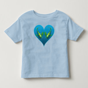 Camiseta De Bebé Pez ángel gemelos en un corazón azul - Ilustración