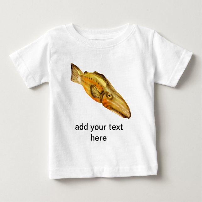 Camiseta De Bebé pez de madera (Anverso)