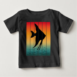 Camiseta De Bebé Pez Silueta Puesta de Sol Vintage