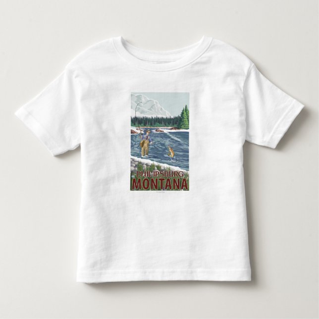 Camiseta De Bebé Philipsburg, pescador de MontanaFly (Anverso)