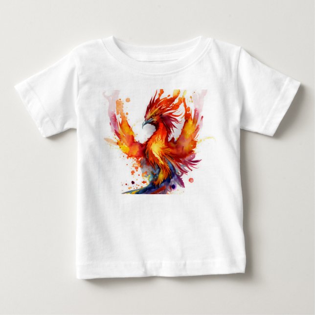 Camiseta De Bebé Phoenix en el diseño de acuarela de las llamas (Anverso)