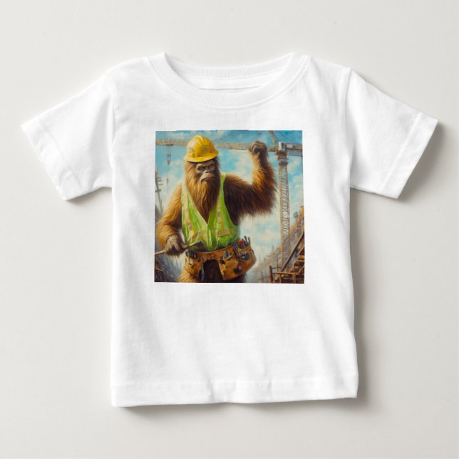 Camiseta De Bebé Pie grande del trabajador de construcción (Anverso)