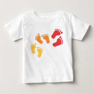 CAMISETA DE BEBÉ PIES DE BEBÉ ROJO NARANJA AMARILLO