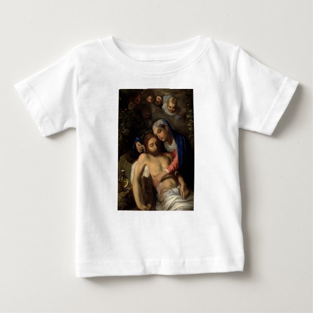 Camiseta De Bebé Pietà (María y Jesús) (por Adam Elsheimer) (Anverso)