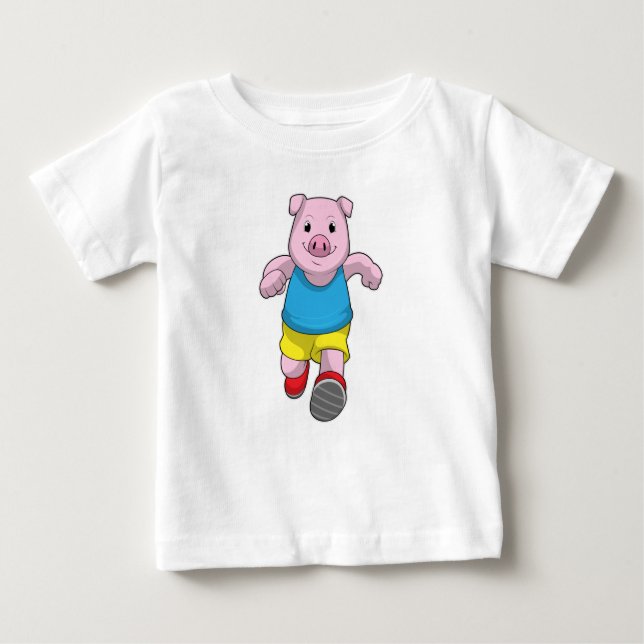 Camiseta De Bebé Pig como corredora en ejecución (Anverso)