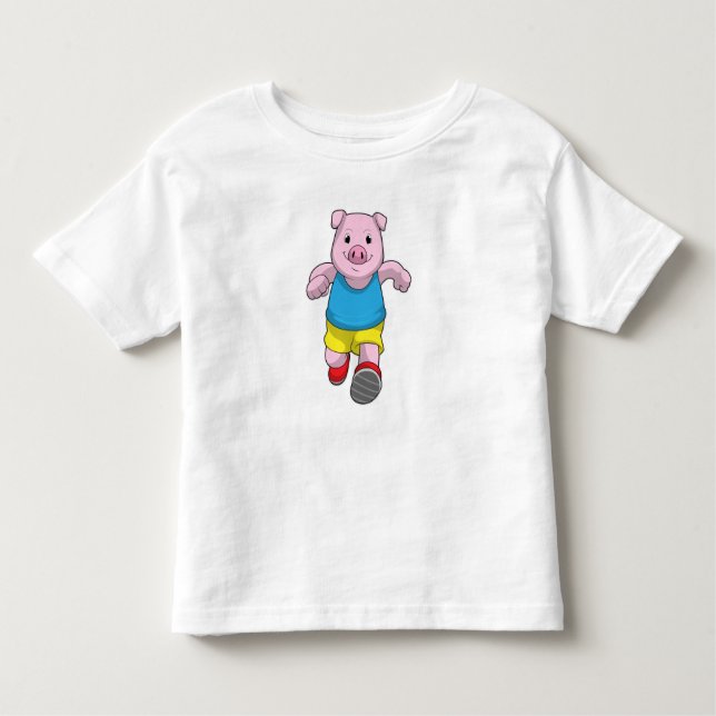 Camiseta De Bebé Pig como corredora en ejecución (Anverso)