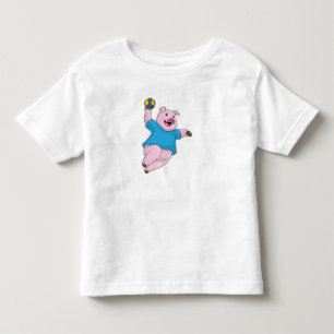 Camiseta De Bebé Pig como jugador de balonmano con balonmano