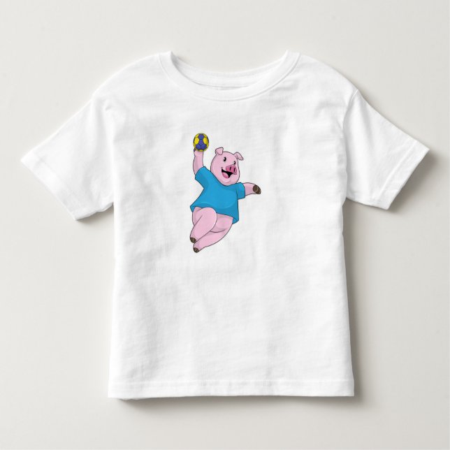 Camiseta De Bebé Pig como jugador de balonmano con balonmano (Anverso)
