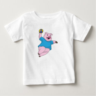 Camiseta De Bebé Pig como jugador de balonmano con balonmano