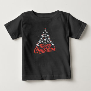 Camiseta De Bebé Piloto del árbol de Navidad del avión
