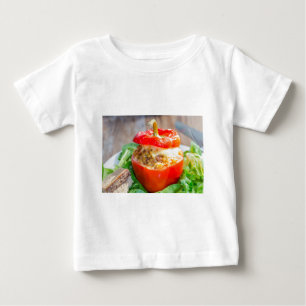 Camiseta De Bebé Pimientos rellenos al horno con salsa de carne y q