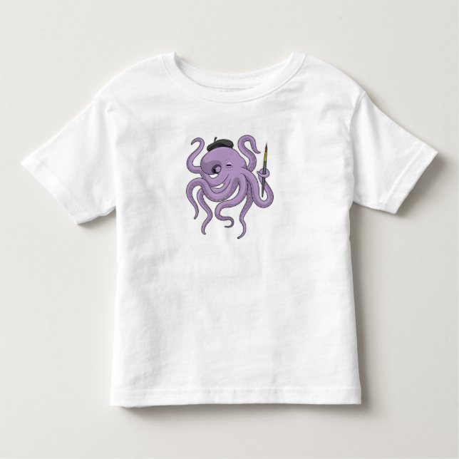 Camiseta De Bebé Pincel de pintador de pulpo (Anverso)
