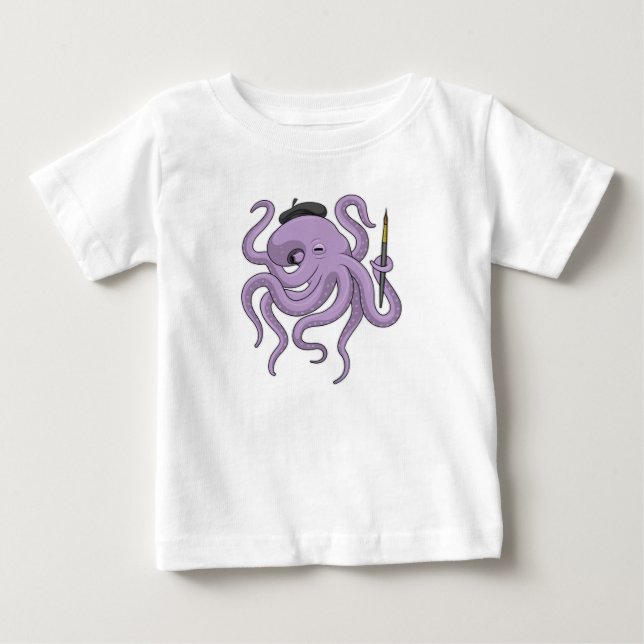 Camiseta De Bebé Pincel de pintador de pulpo (Anverso)