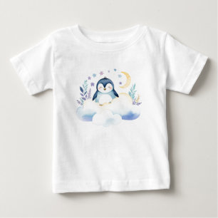 Camiseta De Bebé Pingüino bebé lindo en la luna -