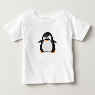 Camiseta De Bebé Pingüino Blanco Negro Y Mustache Gracioso