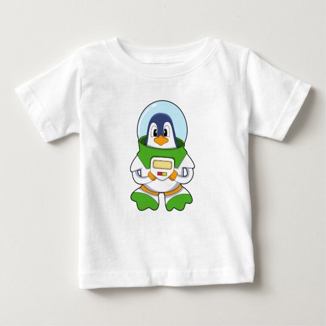 Camiseta De Bebé Pingüino como astronauta con disfraz (Anverso)