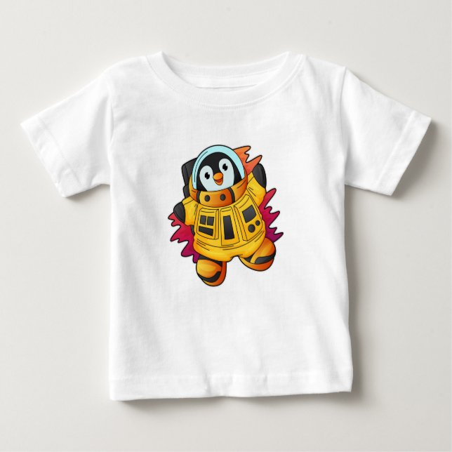 Camiseta De Bebé Pingüino como astronauta en traje (Anverso)