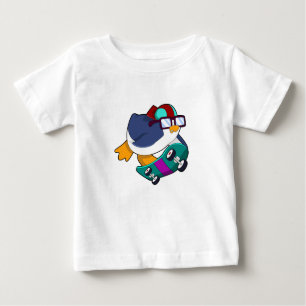 Camiseta De Bebé Pingüino como patinador con patineta