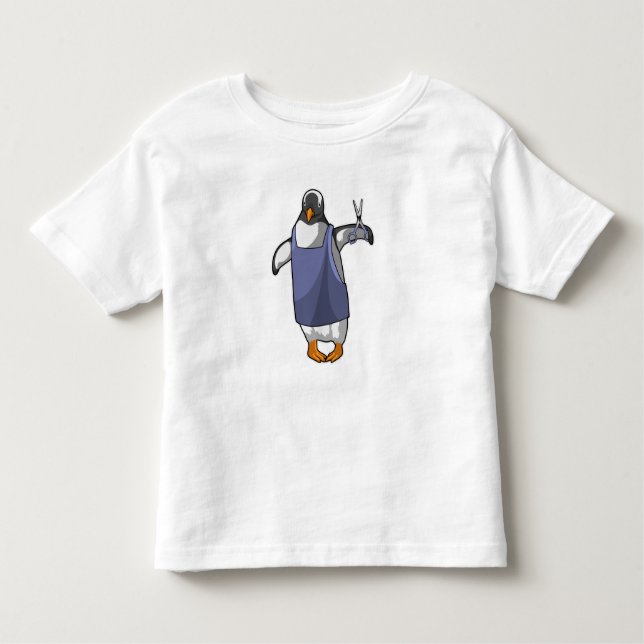 Camiseta De Bebé Pingüino como peluquero con tijeras (Anverso)
