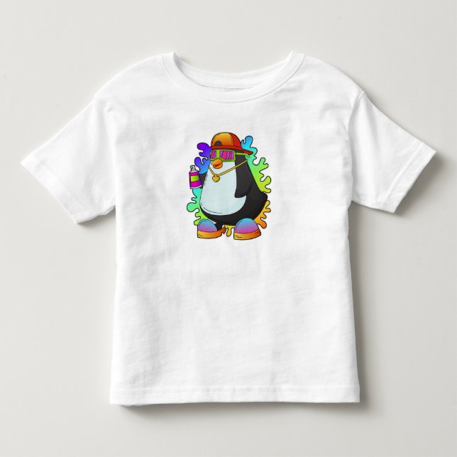 Camiseta De Bebé Pingüino como pintor con rociado (Anverso)