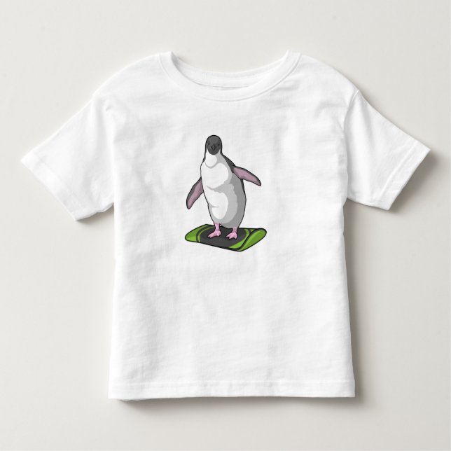 Camiseta De Bebé Pingüino como snowboard (Anverso)