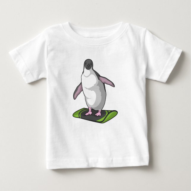 Camiseta De Bebé Pingüino como snowboard (Anverso)