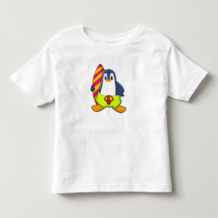 Camiseta De Bebé Pingüino como surfista con tabla de surf