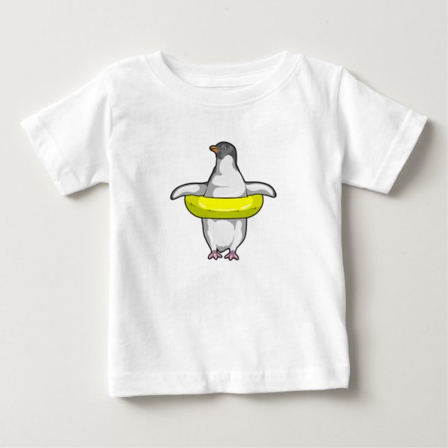 Camiseta De Bebé Pingüino con anillo de natación (Anverso)
