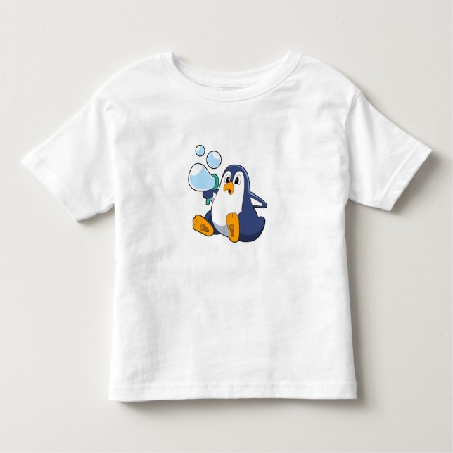 Camiseta De Bebé Pingüino con burbujas de jabón.PNG (Anverso)